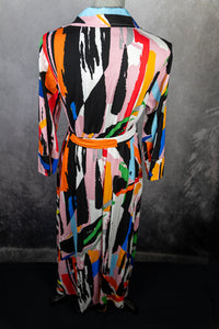 Abstract Print Belted Maxi Dress