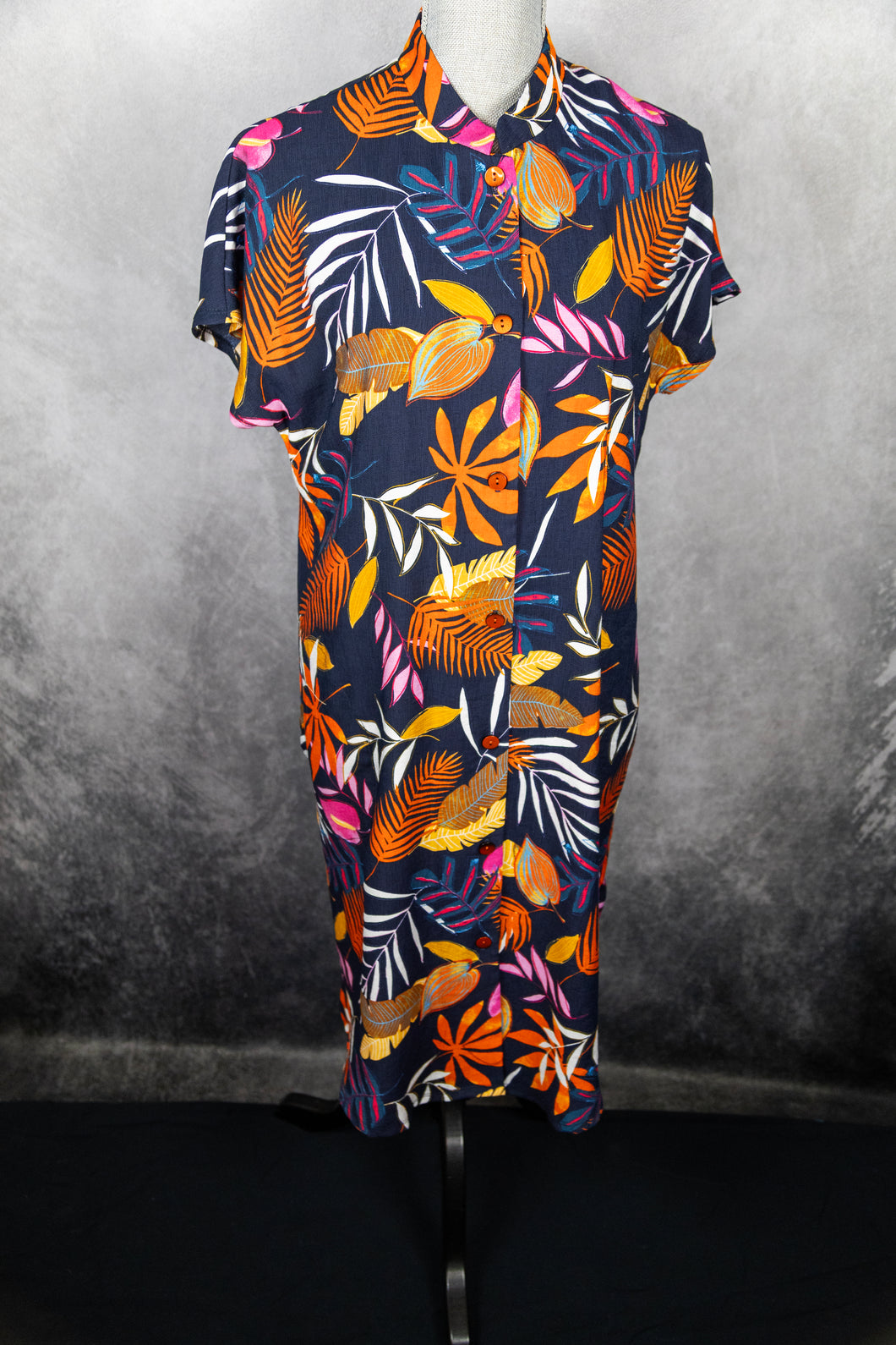 Palm Print Shirt Dress
