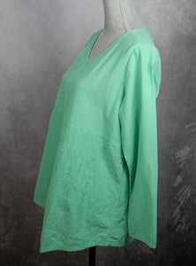 Embroidered Voile Tunic Top